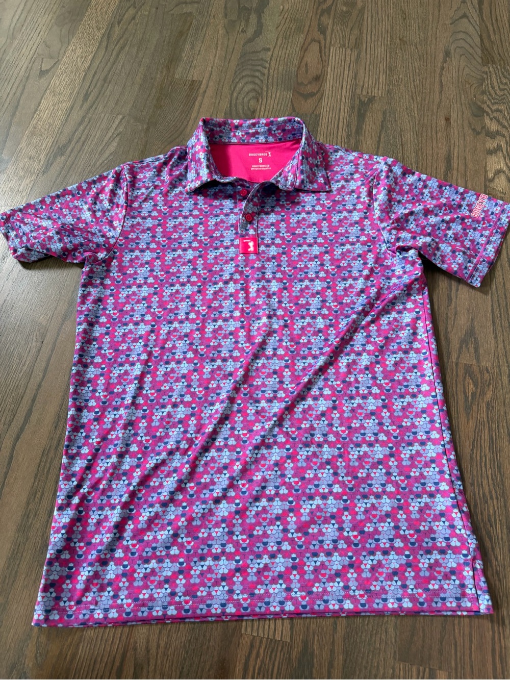 Men's Pink Print Polo Shirt